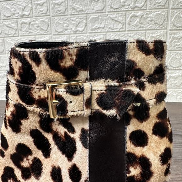 Kate Spade New York Holly Ankle Boot WMNS 9M Brown Black Leopard Side Zip Buckle - Picture 4 of 8